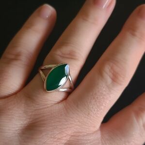 Faceted Green Onyx Sterling Ring